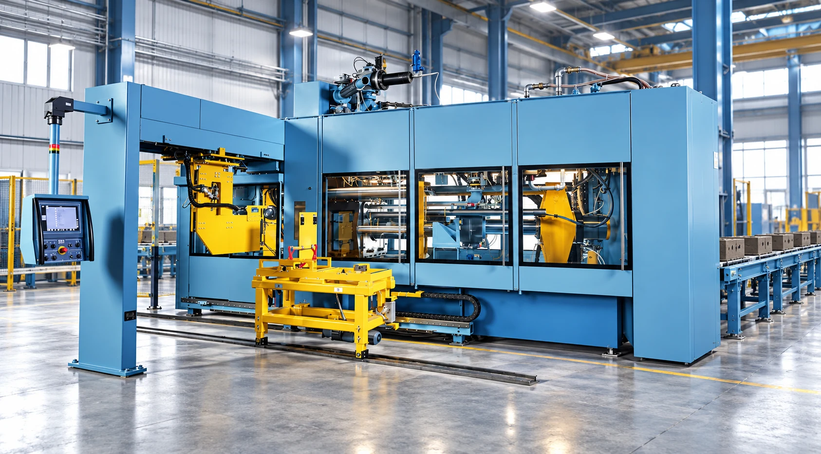 Automatic green sand moulding machine and mould transfer line.